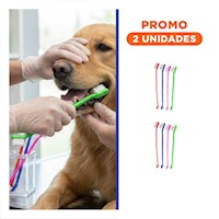 Pack2 Paquete de Cepillos Dentales para Mascotas Multicolor con Mango Comodo Y+Regalo Sticker